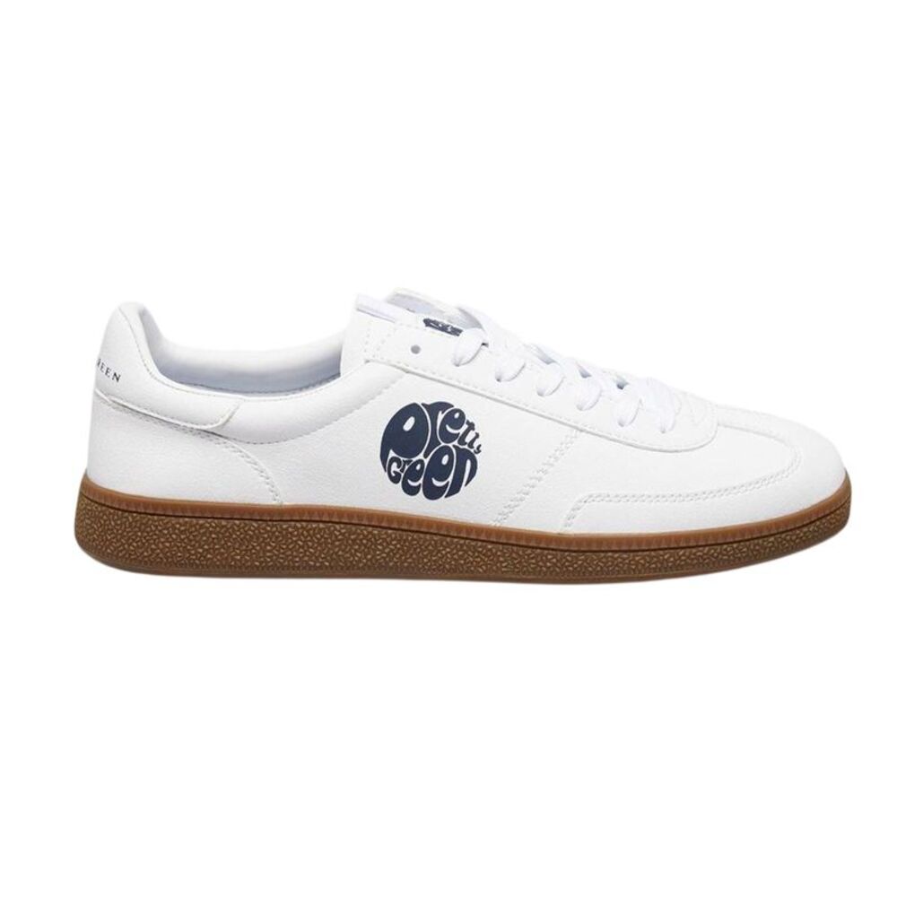 Pretty Green Mens Ramblas Paisley Leather Sneakers / White
